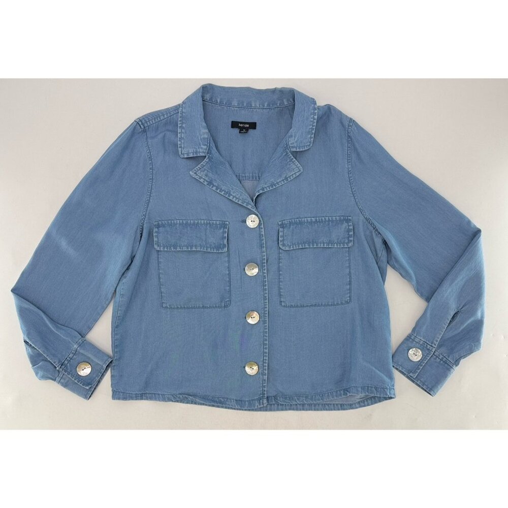 Kensie Long Sleeve Button Down Chambray Blouse Sz M Western Country Cowgirl - Picture 3 of 9